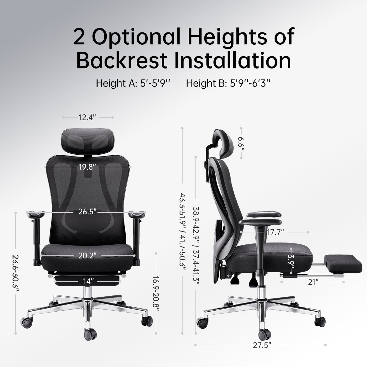 HBADA E1 Ergonomic Chair With Footrest